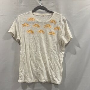 Women’s White T-Shirt with Orange Bicycle Print